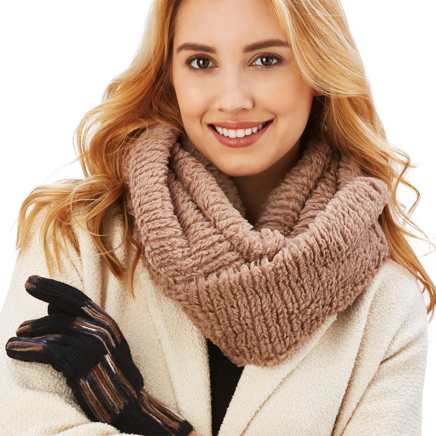 Soft Woven Faux Fur Infinity Scarf