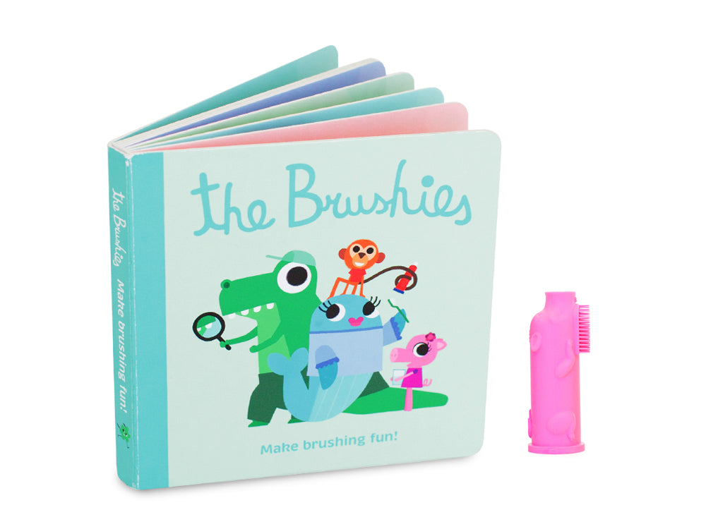 The Brushies: Finger Puppet Toothbrush + Story Book - Pinkey