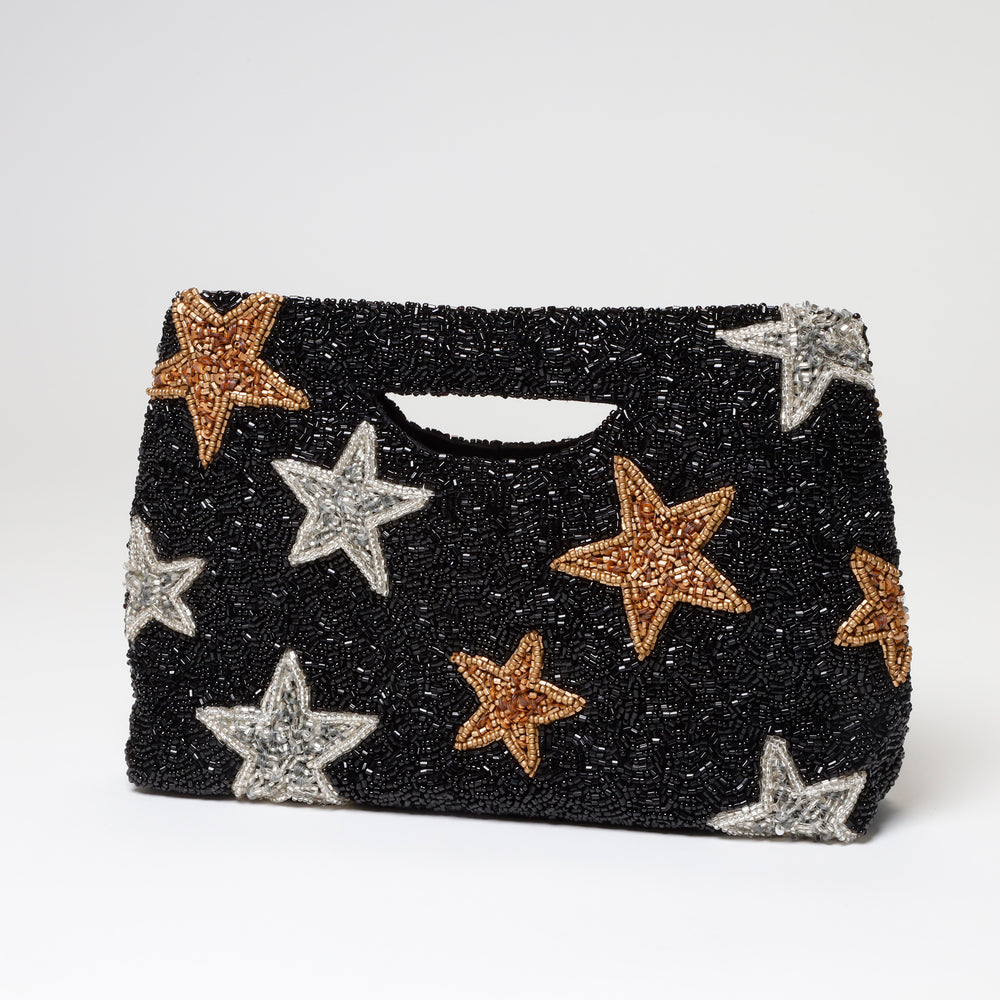 Star Beaded Cut Out Handle Clutch