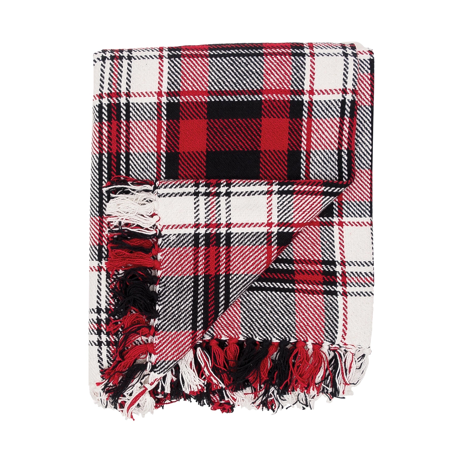 Fireside Plaid Woven Fringe Blanket