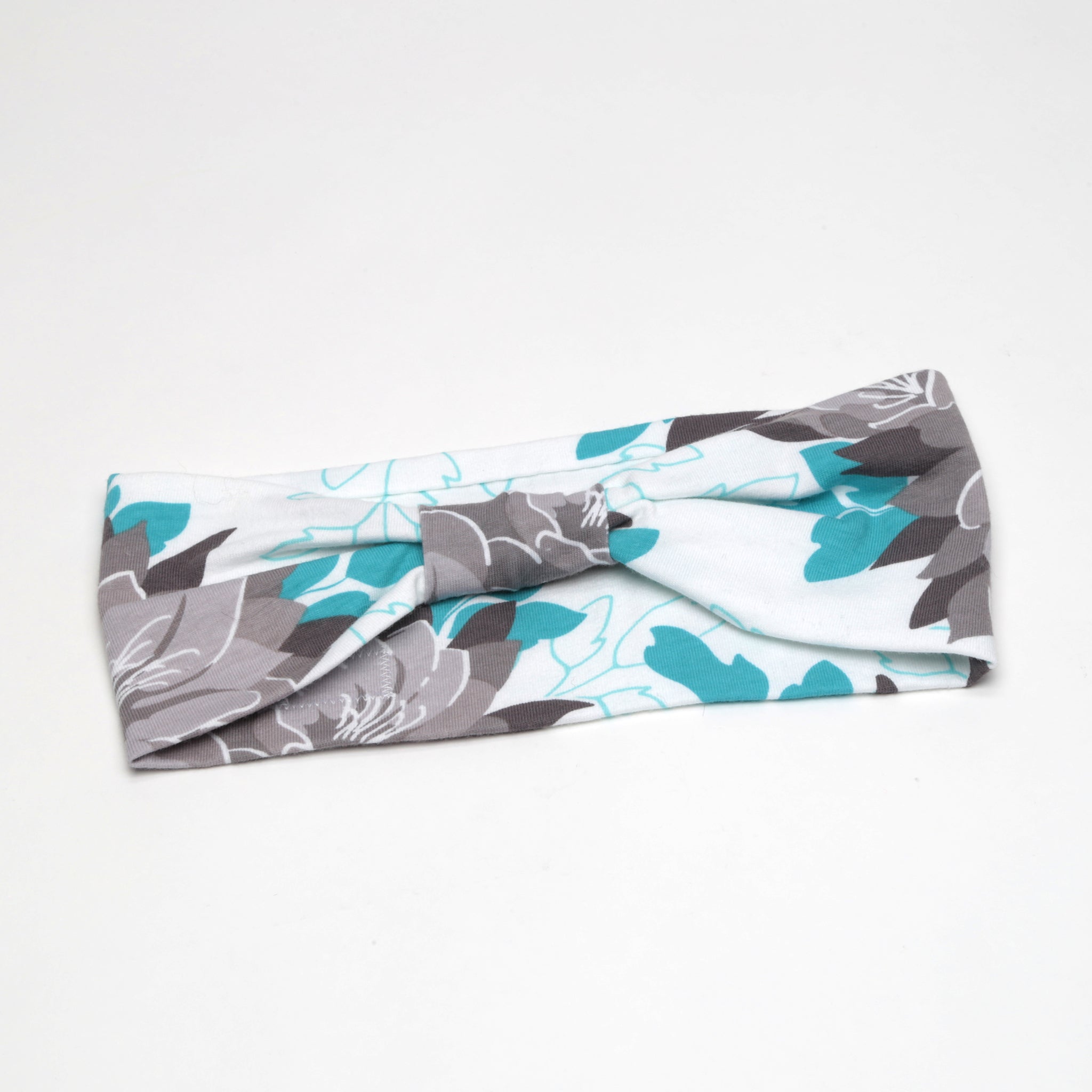 Grey and Teal Floral Headband