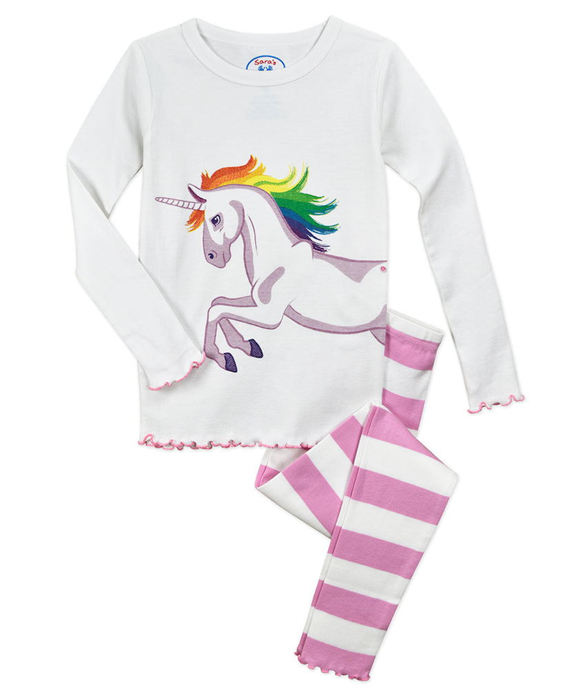 Pink Striped Unicorn Long Pajamas