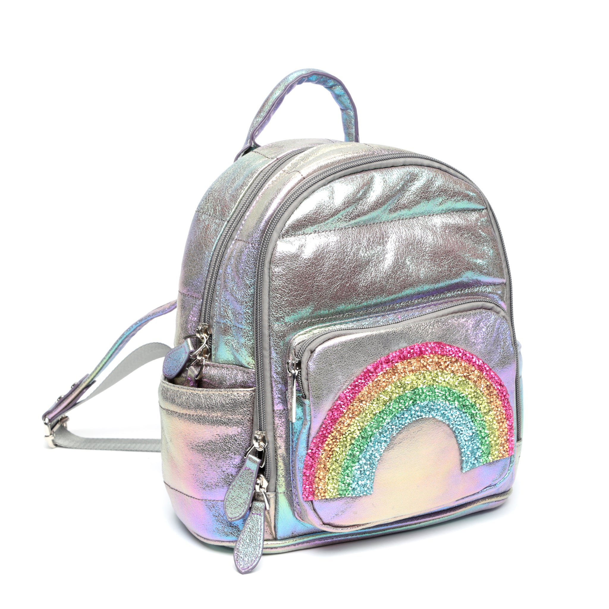 Galaxy Mini Puffy Backpack with Glitter Rainbow