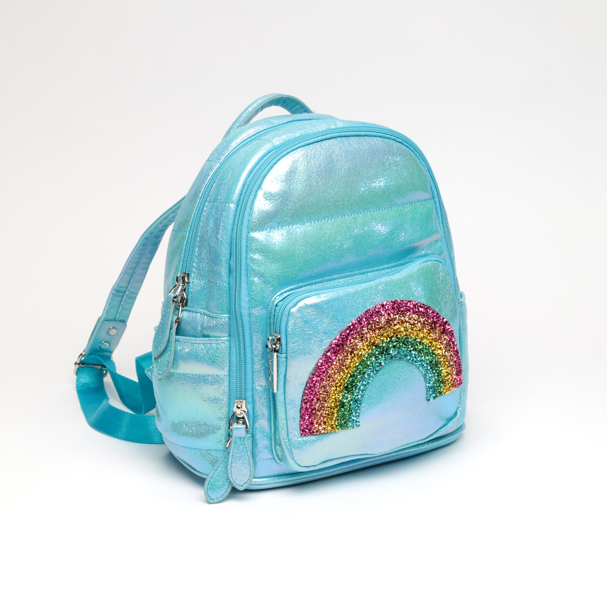 Galaxy Mini Puffy Backpack with Glitter Rainbow