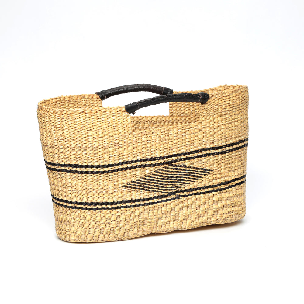 Handmade Basket Tote with Leather Handles