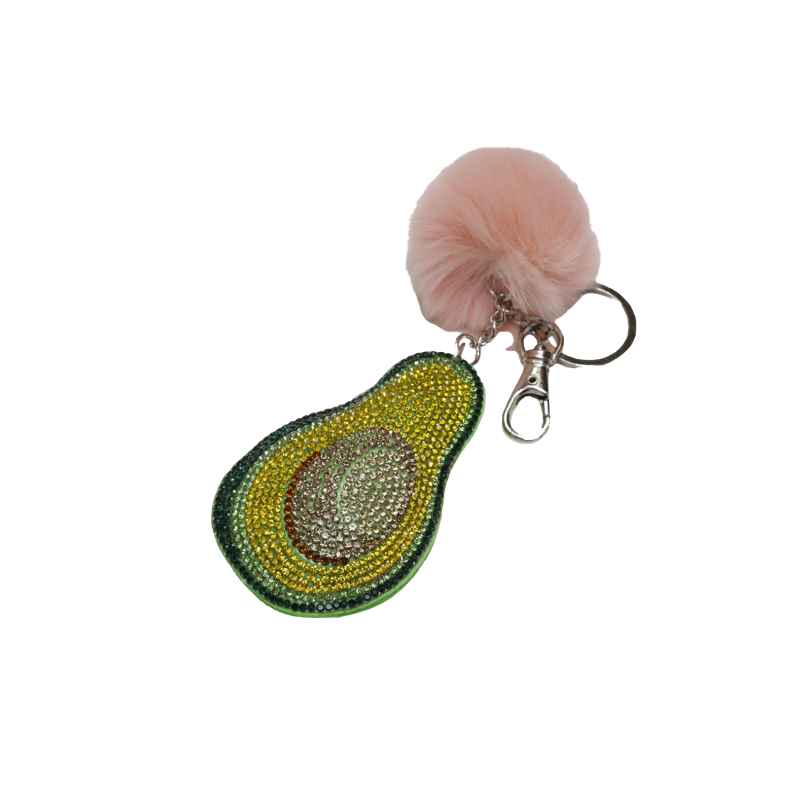 Avocado Crystal Pom-Pom Keychain
