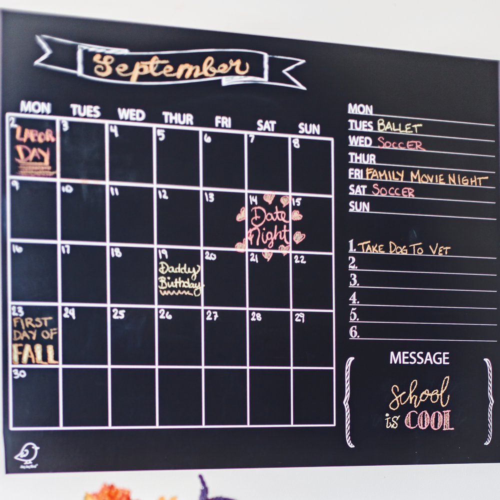 Chalk Wall Calendar Decal with 4pk of ButterStix® Chalk