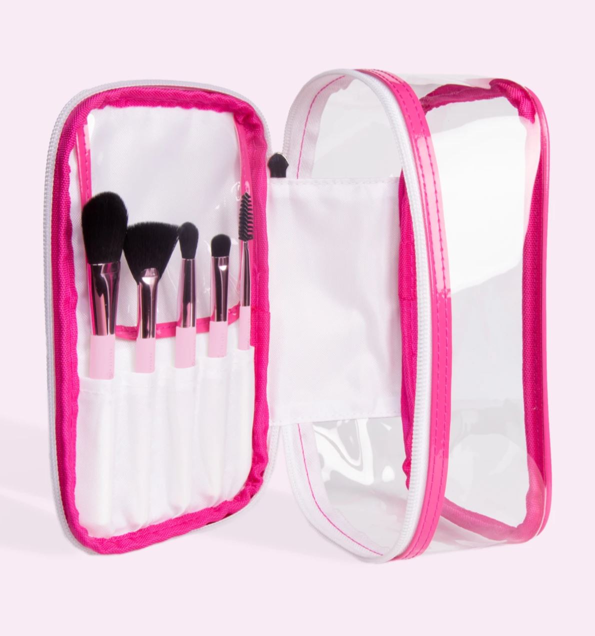 Pink Palms Beauty Bag with Make Up Brushes