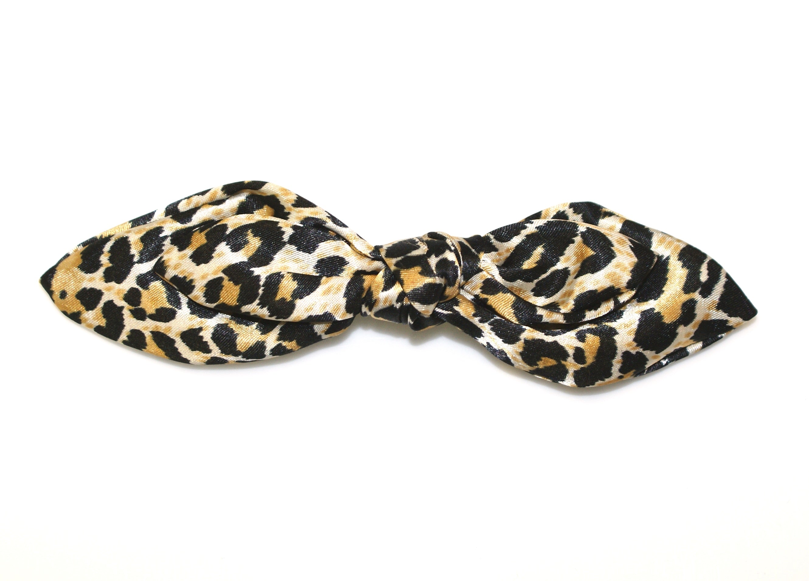 Leopard Pointed Double Bow Barrette