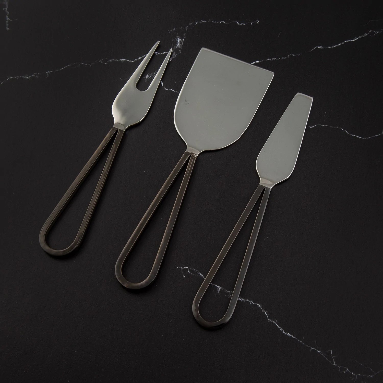 Black Hammered Metal Loop Cheese Spreaders