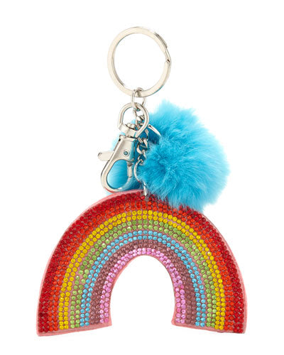 Rainbow Crystal Pom-Pom Keychain