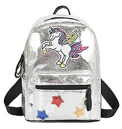 Mini Unicorn and Stars Metallic Backpack