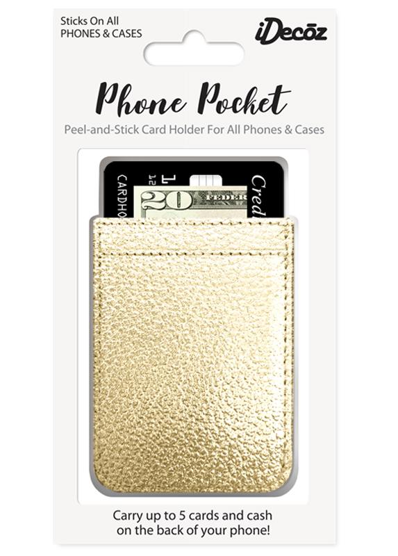 Gold Leather Phone Pocket