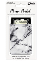 White Marble Faux Leather Phone Pocket