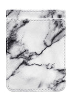 White Marble Faux Leather Phone Pocket