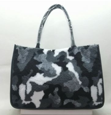Camo Sherling Tote with Smooth Trim