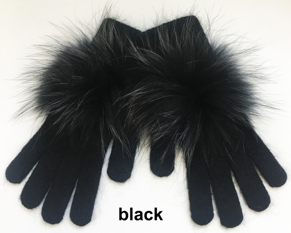 Pom Pom Angora Gloves