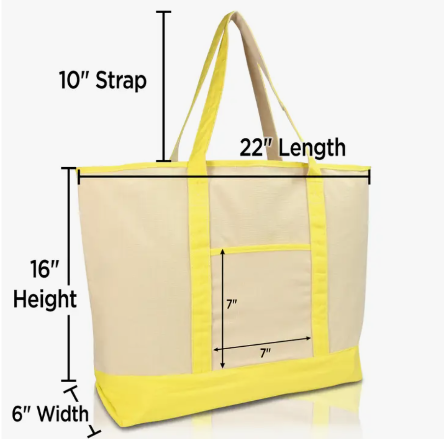 22" Open Top Heavy Duty Deluxe Tote Bag Outer Pocket
