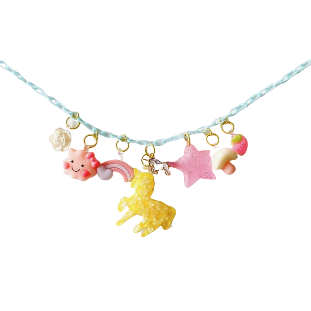 Glitter Unicorn and Rainbow Necklace