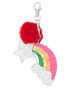 Rainbow Lucite Pom-Pom Keychain