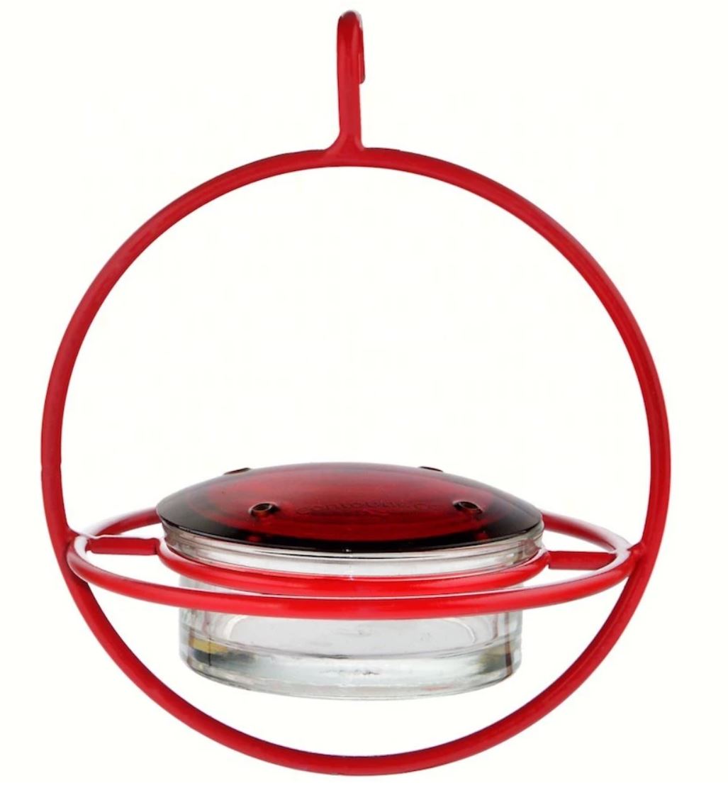 Red Orb with Perch Hummingbird Feeder