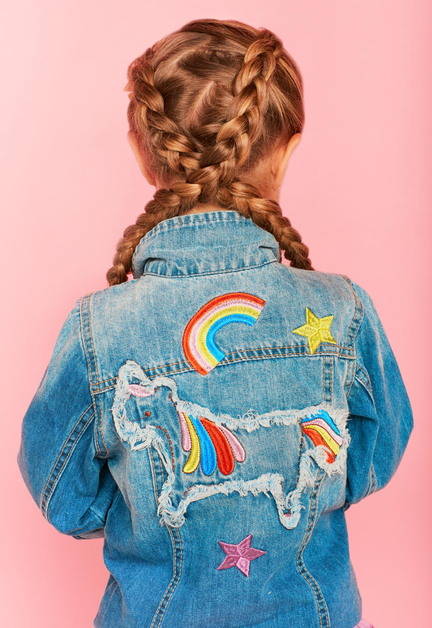 Rainbow Unicorn Patch Jean Jacket